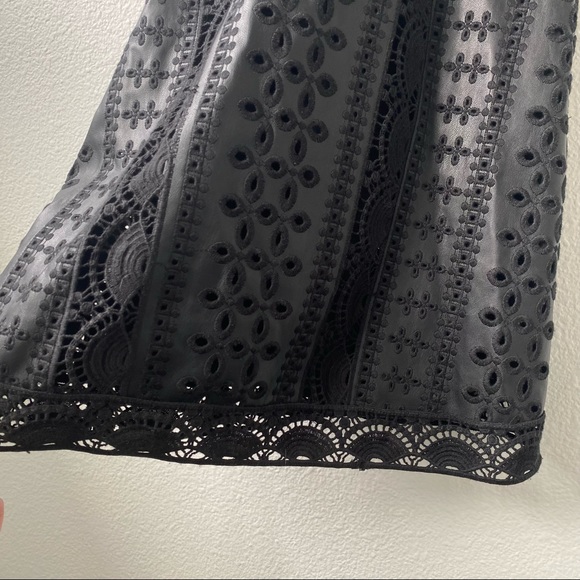 095. Zara Black Crochet Faux Leather Short Sleeve Dress - Picture 7 of 17